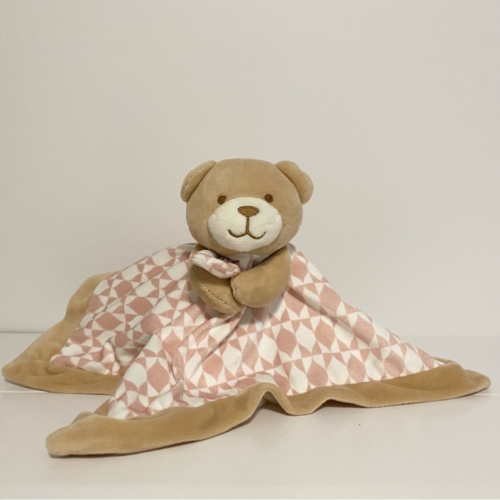 Linzy Teddy Bear Lovey Baby Security Blanket Tan Brown Soft Cuddle Toy